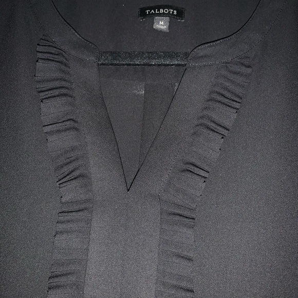 NWOT black sleeveless Talbots tank with ruffles - Picture 2 of 4